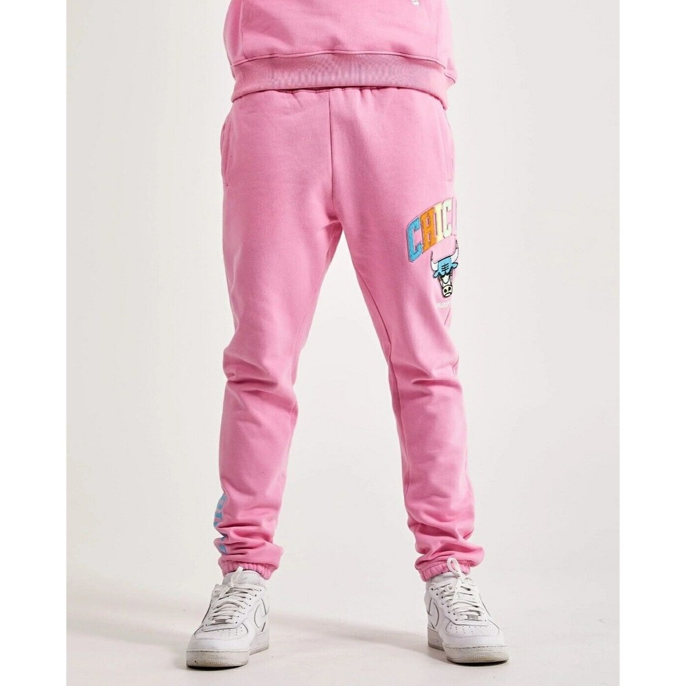 Pro Standard NBA Embroidered Chicago Bulls Fleece Pink Men's Sweatpants New.